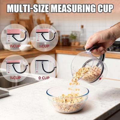 Misurino Regolabile 4-in-1 con Manico Ergonomico Fondo a Pressione Misurino a Doppia Scala Cottura Forno Forniture da Cucina