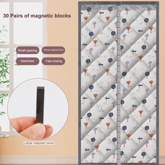 1 set Vinterdörrgardin Magnetisk isolerad dörrgardin Vindtät bullerreducerande dörrskydd för hemmet