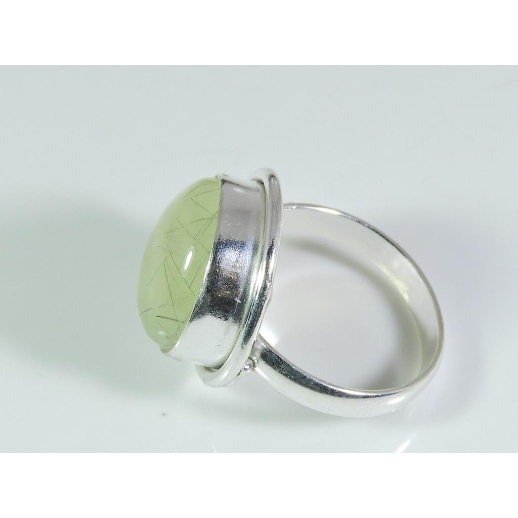 Natural Prehnite 925 Solid Sterling Silver Ring Size US-7.5 PG-110