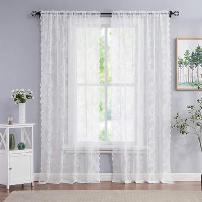 Sheer Lace Curtain Universal Easy To Install Vintage Floral Sheer Gothic Curtain Bedroom Luxury Light Filtering Drapes Window Treatment