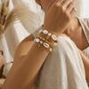 Boho Shell Imitation Pearl Elastic Bracelet Set for Women Dainty Starfish Stacked Beaded Bracelets Summer Beach Jewelry Gift