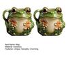 Taza de Cerámica con Forma de Rana y Pequeñas Flores Textura Suave Taza de Café Té para Alegría Matutina Taza con Personaje Acogedor del Bosque Regalo para Amantes de los Animales