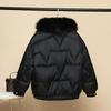 Winter Cotton Coat Hair Collar Loose Glossy Down Cotton Coat Jacket