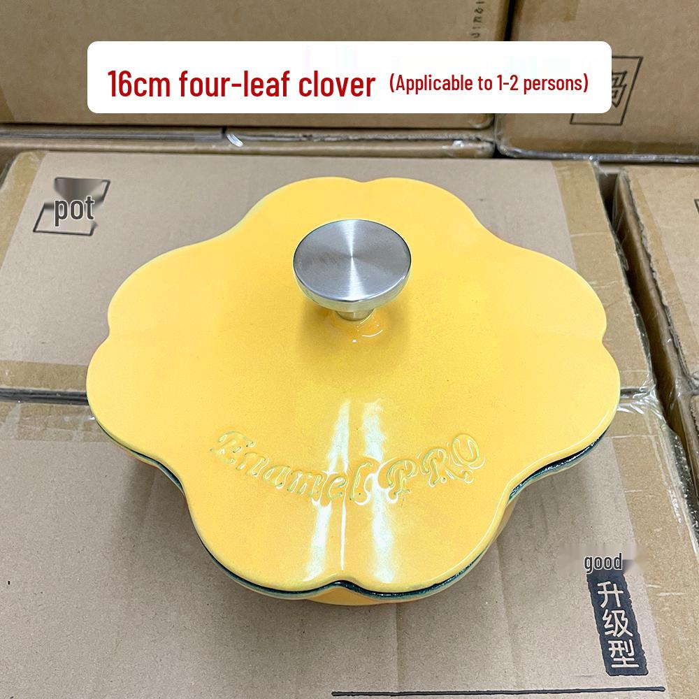 [Light Goose Yellow] Non-Stick Enamel Cast Iron Stew Pot for Induction Cookers