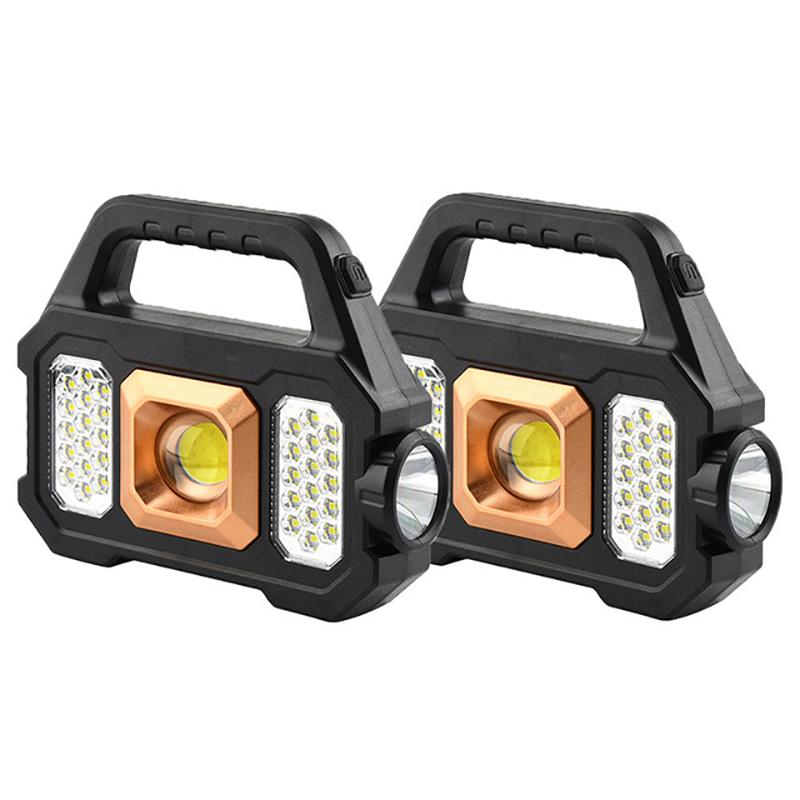 Solar Rechargeable Flashlight Zoomable Waterproof COB LED Torch Brightly Light Portable Powerful Lantern for Camping