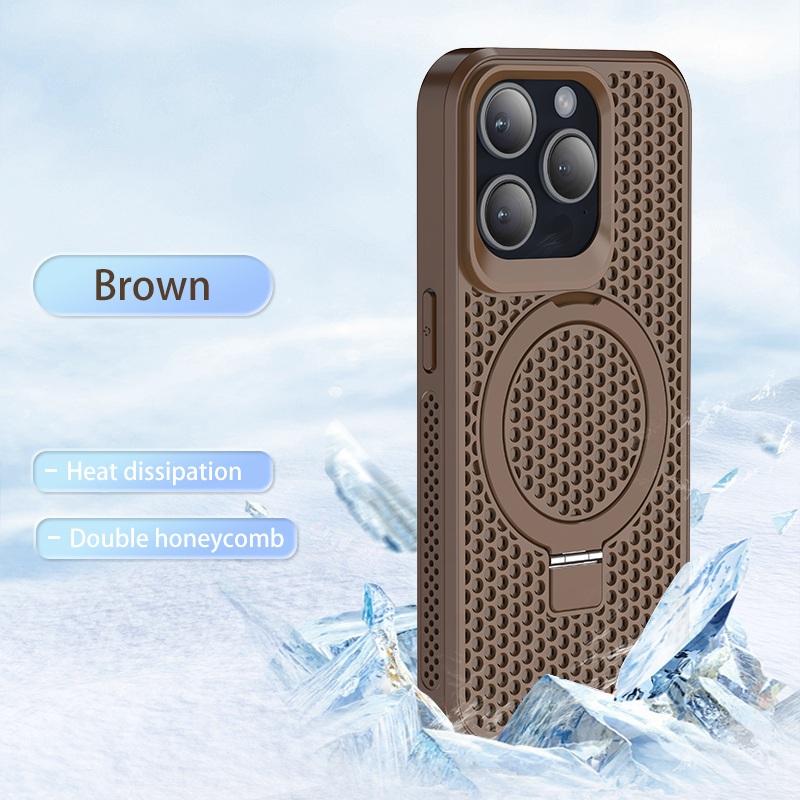 Magnetische Wärmeableitung Atmungsaktives Netz-Ständer-Rückseiten-Case für iPhone 16 15 13 12 11 Pro Max Pro16 Plus Kabelloses Ladecover