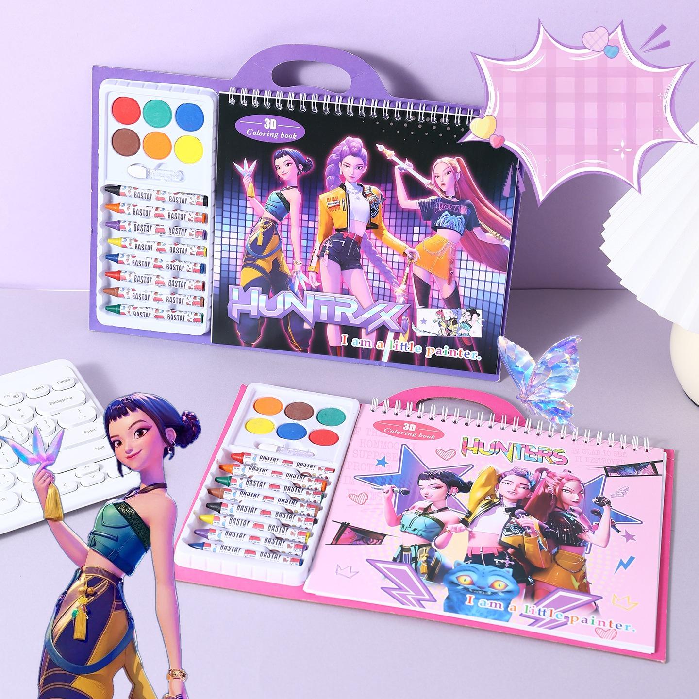 

Охотники на ведьм K-pop Детская книга-раскраска с граффити Детская доска для рисования Развивающие игрушки Книга для рисования мелками фиолетовый