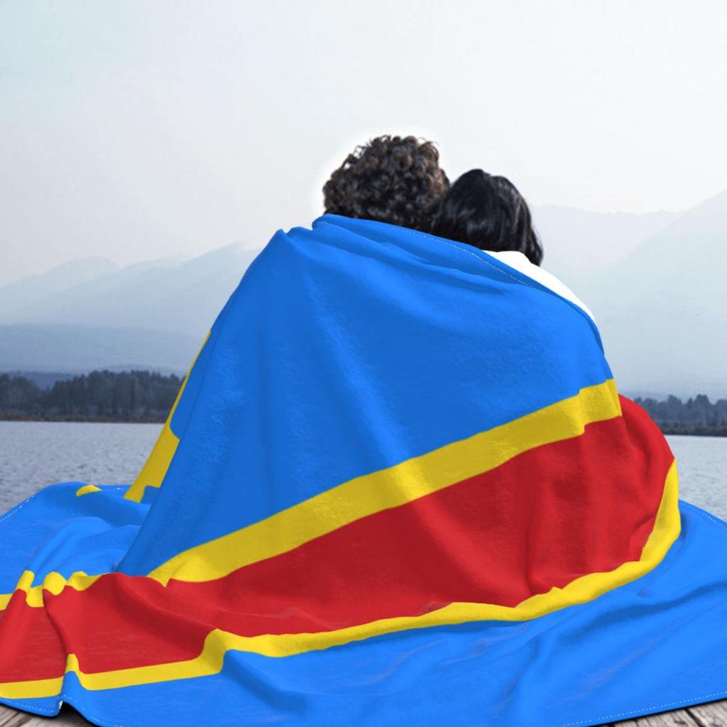 Flag Of Congo Kinshasa Zaire Flannel Throw Blanket Blanket for Home Outdoor Soft Bedroom Quilt