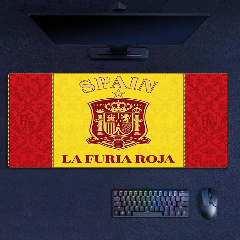 Spain Football Team Color Mouse Pad Large Gaming Table Cushion Non-slip Laptop Tablet Big Mousepad XXL Mat Mini PC Playmat With Lock edge