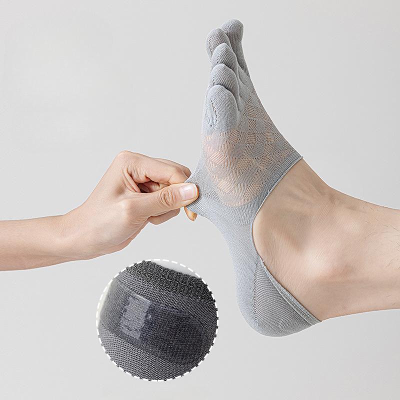 Five Finger Sock Slippers Hollow Out Mesh Breathable Low Cut Socks Men Male Silicone Non-slip Summer Invisible No Show Socks Sox