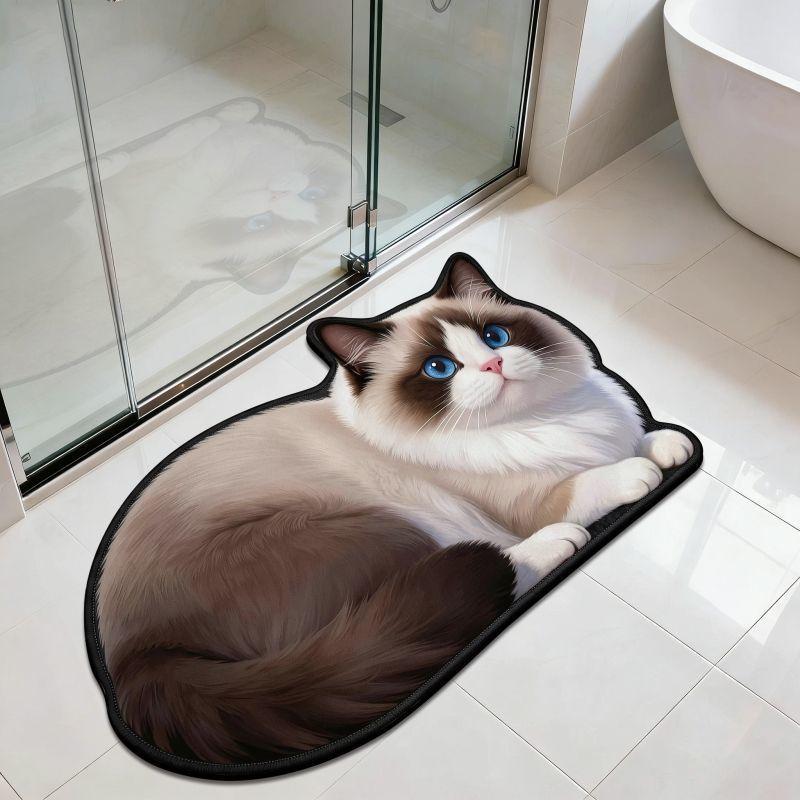 Tappetino da Bagno in Diatomea a Forma di Gatto Carino 3D Super Assorbente Antiscivolo Asciugatura Rapida Zerbino per Bagno per Amanti dei Gatti Decorazione per la Casa Regalo