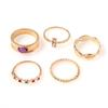 Jewelry Color Diamond Joint Ring Combination Set 5-Piece Ring Women