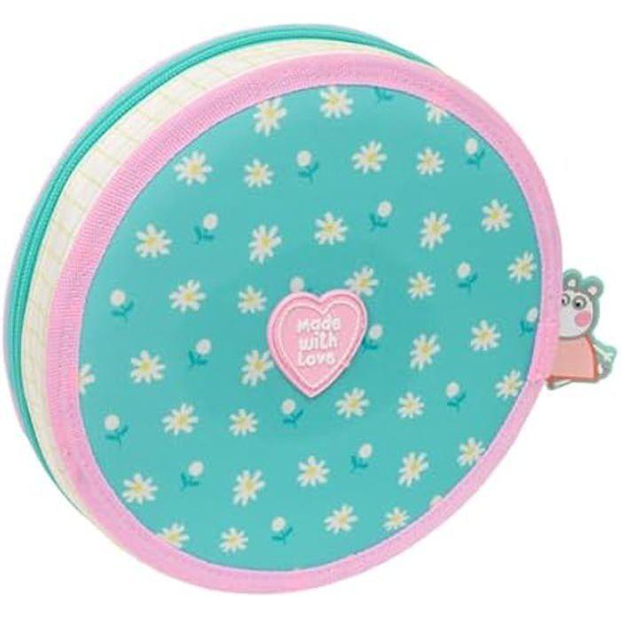 Trousse ronde - SAFTA - Peppa Pig Pretty Flowers - 18 pièces - Nettoyage facile - Enfants 5-14 ans