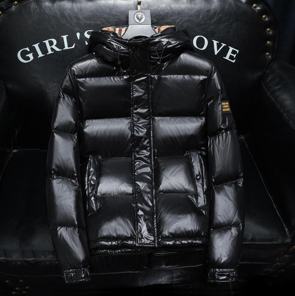 2025 Men's Winter Trendy Glossy White Duck Down Hooded Jacket