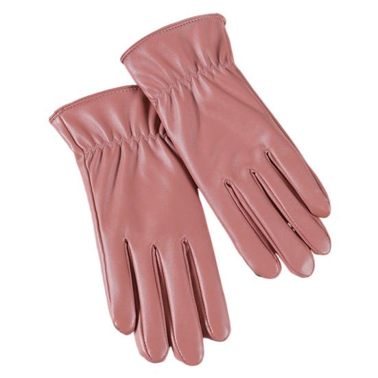 

1 пара зимних велосипедных перчаток, морозостойкие, с плюшевой подкладкой, для сенсорного экрана, ветрозащитные, из искусственной кожи розовый