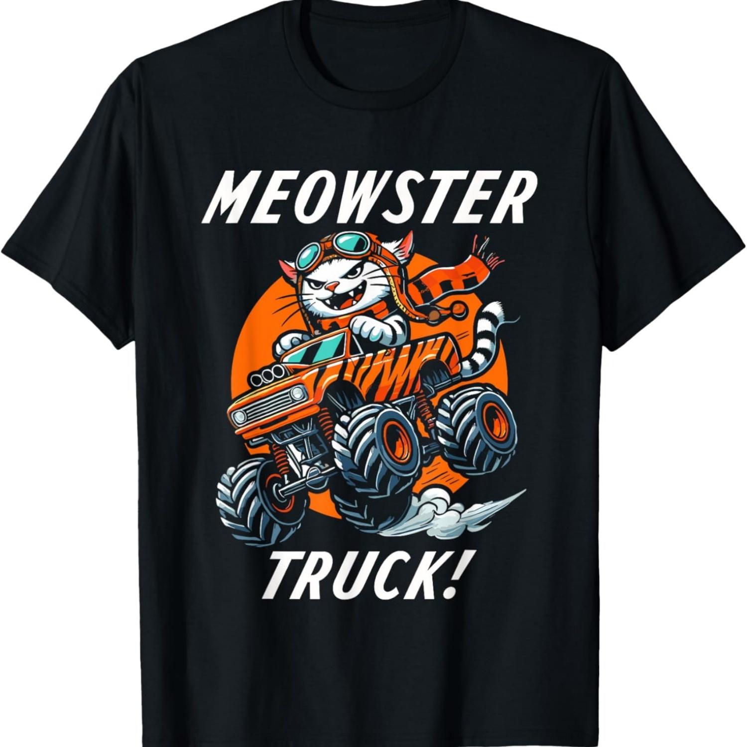 

Funny Cat Lover - Meowster Truck Monster Truck Illustration T-Shirt for Men Women Girls Kids XXXXXL