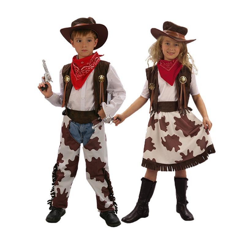 Halloween Adult Children Men's and Women's Western Cowboy Style Clothes Parent-Child School Party Dress Up
