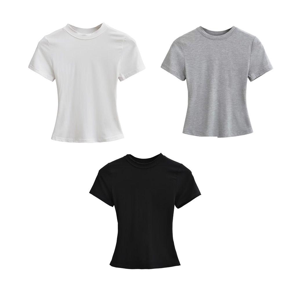 Korean Style Y2K Crop Top Women Pullover Basic Tees Shirts Fashion Short Sleeve T-shirt  Beach