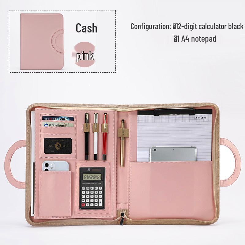 Carpeta de cremallera A4 de cuero y bloc de notas Bolsa de regalo de negocios
