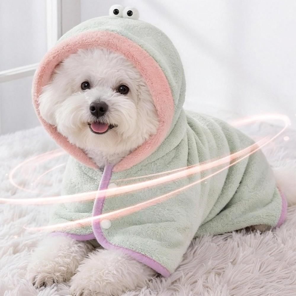 Warm Dog Hooded Bathrobe Coral Fleece Microfiber Dog Towel Rabbit Ear Design Pet Robe  Swimming