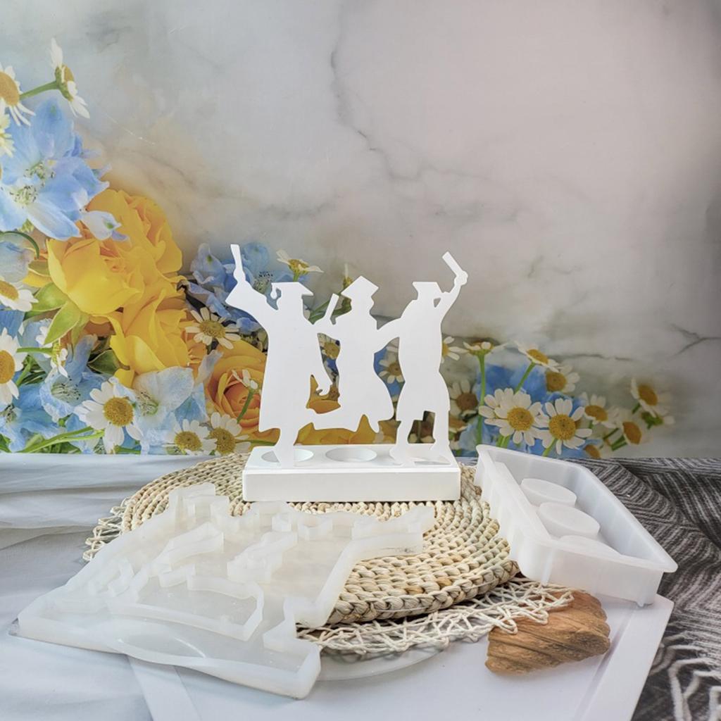 Graduation Season Candle Holder Silicone Mold Plaster Crafts Candlestick Making Mould Home Decors Gift for Graduate