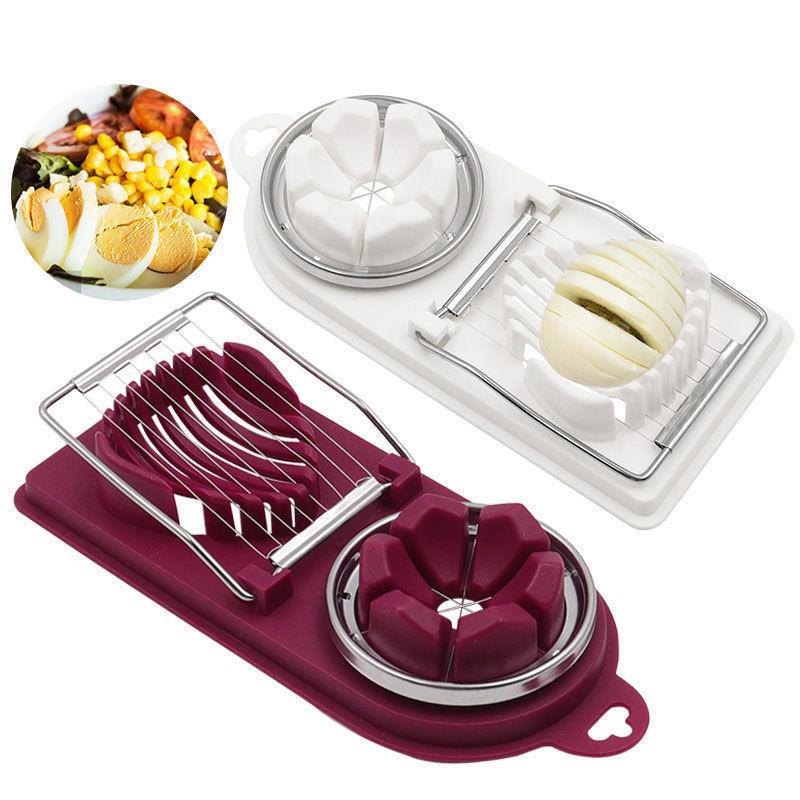 Multifunctional PP Base Egg Cutter 2 In 1 Stainless Steel Wire Pull Egg Cutter for Hanging High-quality Kitchen Accessory Tools