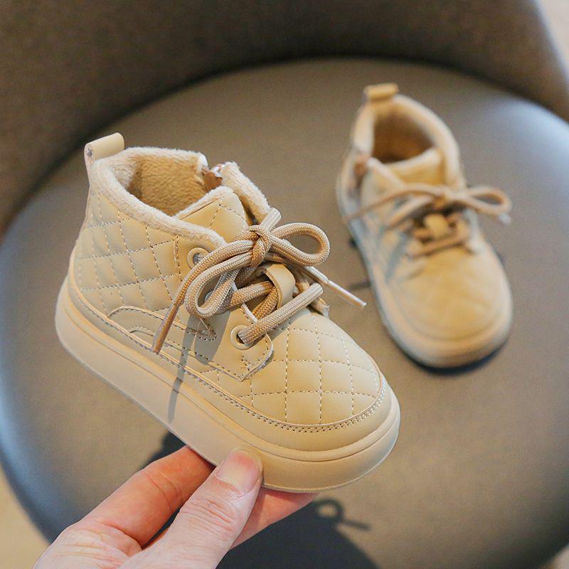 Weiche Sohle Kurze Stiefel für Jungen & Mädchen - Fleecegefütterte Baby Lauflernschuhe & Warme Winter Schneestiefel