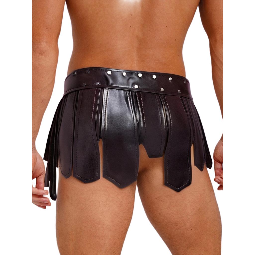 Women Fashion Punk Belt with Adjustable Rivets Fringe Irregular Tassel Skirt Waistband for Halloween Clubwear Rave Party