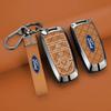 Autoaufkleber Ford Zinklegierung Leder Auto Fernbedienung Schlüsselhülle Abdeckung Fob Schale Für Ford Fusion Mondeo Mustang Edge Expedition EXplorer