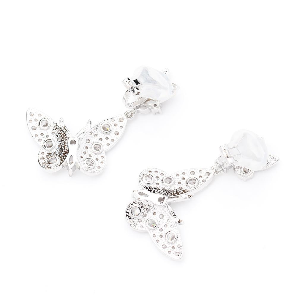 Light luxury exquisite double butterfly earrings, women's ear clips, high-end temperament fashion earrings, niche earrings without earrings