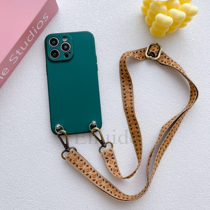 Retro Strap Case For Samsung Galaxy S25 Ultra S23 Plus S24 FE A56 A36 A16 A06 A26 Crossbody Lanyard Cord Liquid Silicone Cover