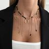 IngeSight.Z Trendy Vintage Crescent Crystal Tassel Pendant Necklace Women Boho Irregular CCB Beaded Clavicle Chain Jewelry Gift