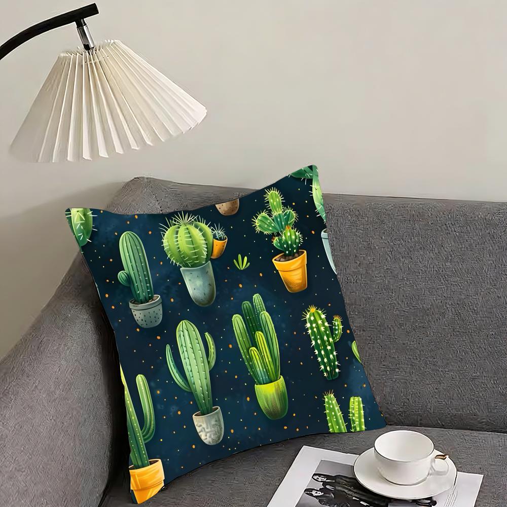 Cactus Fashion Cushion Cover Pillowcase Ultra Soft Skin Friendly Fabric Cloud Like Comfort Concealed Zipper