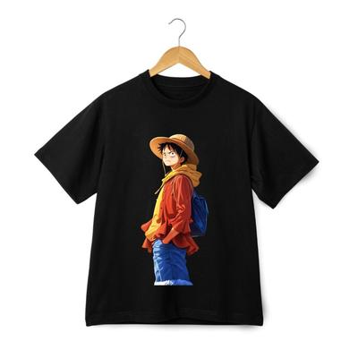 Anime One Piece Luffy Unisex Alkalmi Póló | Fekete és Fehér