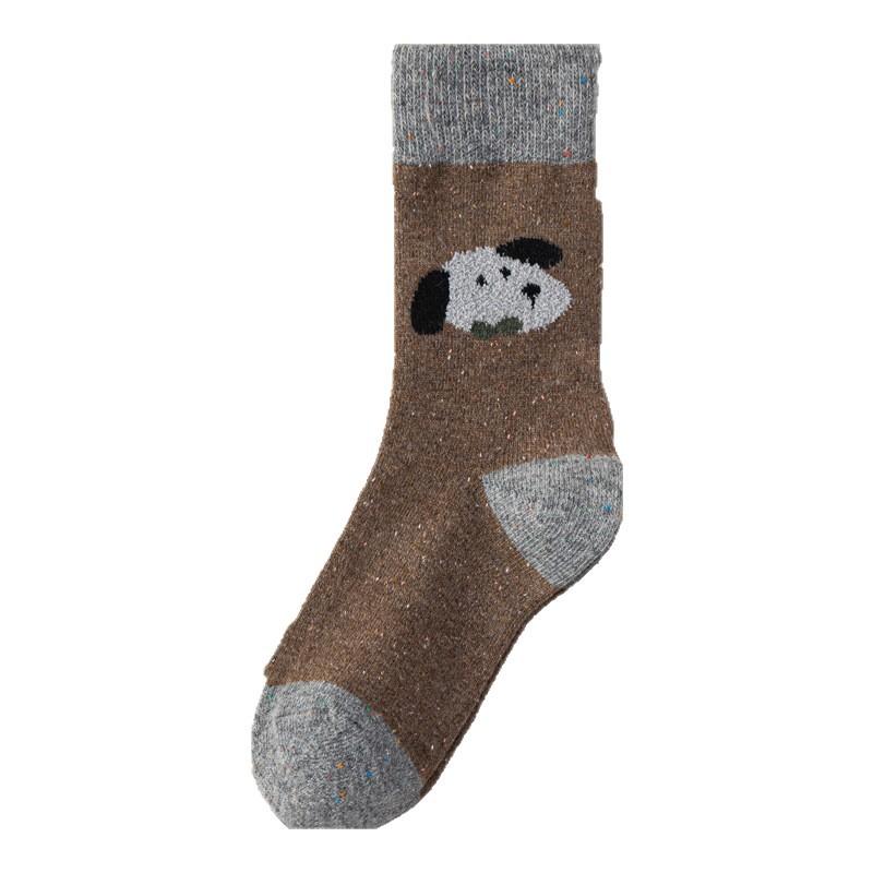 Autumn and Winter Warm Wool Socks, Dot-yarn Illustration, Mid-calf Socks, Retro Ladies, Pile Socks for Women