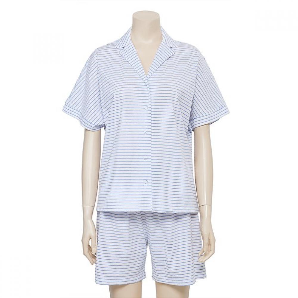 Barbara Women S Blue Cotton Stripe pajamaS aawp4597S