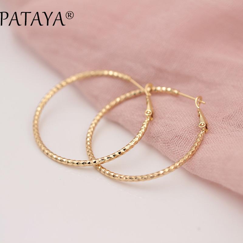 

PATAYA Новые однослойные уникальные золотые серьги из розового золота 585 пробы