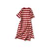 2025 Summer Korean Style Mid-Length Striped T-Shirt Dress for Women - Loose, Slimming, Short Sleeve, Versatile Fashion