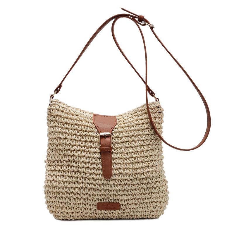 Ladies Fashion Summer Straw Crossbody Bag Women Beach Holiday Shopping Woven Shoulder Handbag Messenger Purses for Women Bags