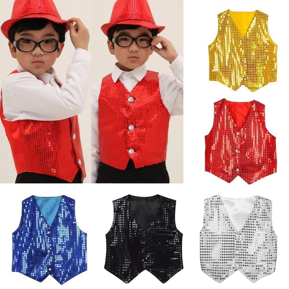 Dressy Look Sequined Vests Sequined Design Dance Costume Hip-hop Style Performance Suit  Jazz Dance