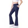 Girls Cotton Flared Pants with Pockets, Stretch Fit Flare Casual Pants for Kids