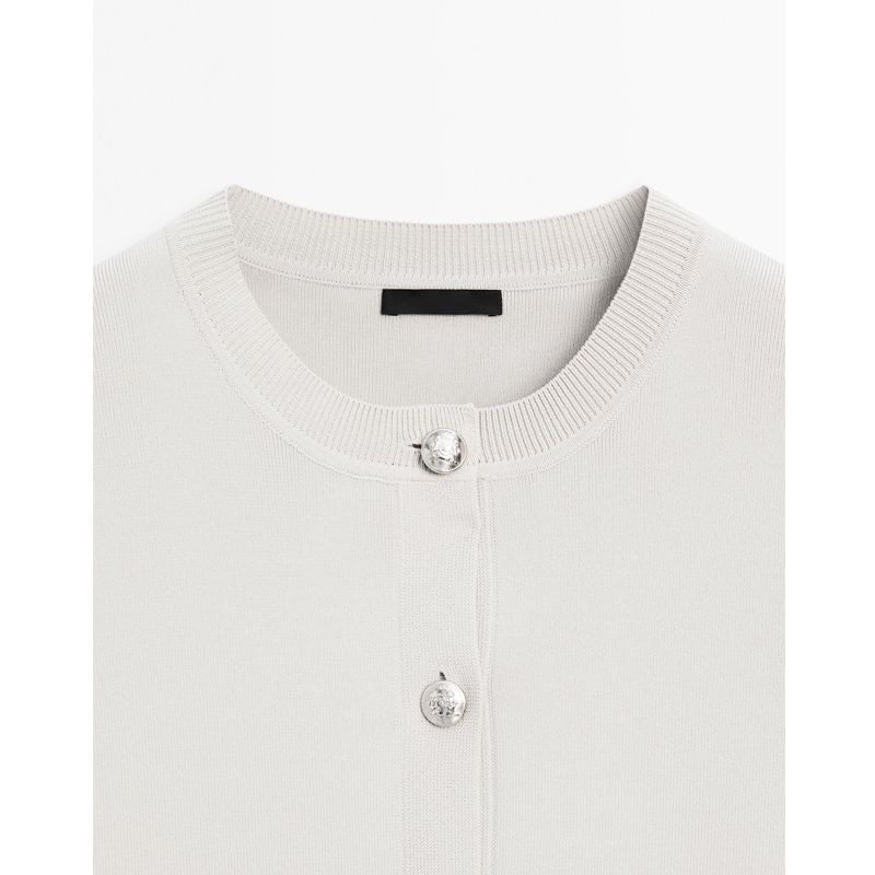 MD Summer New Arrival Women's Clothing Minimalist Smart Commute Style Lightweight round Neck Short Sleeve Knitting Cardigan 5770800