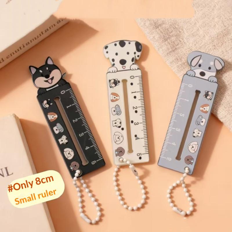 Cute Cartoon Animal Cat Dog Ruler Mini 5cm Portable Stationery Ruler Pendant Backpack Charm Student Prize Student Reward Gifts