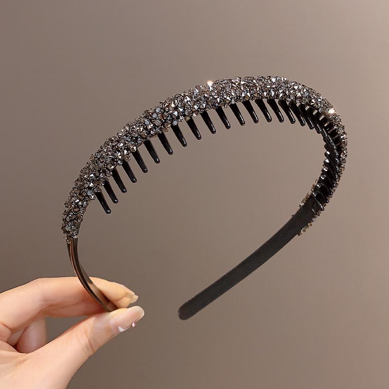 Super Shiny Rhinestone Non-Slip Hairband for Women - High-End Hair Finishing Headband & Clip for Summer