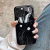 Butterfly Moon Shell Tempered Glass Phone Case For iPhone 16 Pro Max 17 15 14 Plus 13 12 11 Hard Anti-Fall Glossy Back Cover