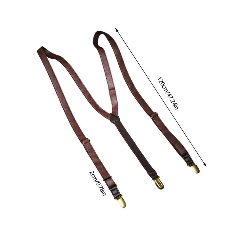 Old Fashion PU-läder Hängslen Bälte Med Elastiskt Band För Vuxna Tonåringar Unisex Olika Kläder Och Tillfällen Utklädning