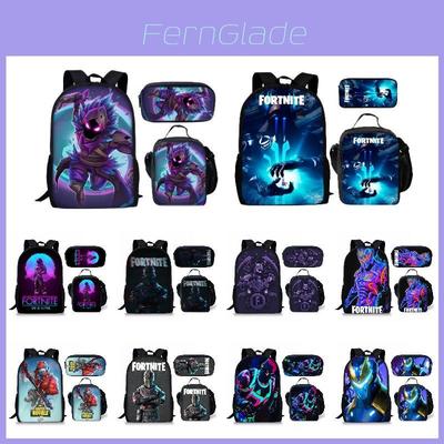 Large Capacity Fortnite Fortress Night Backpack Set Oxford Cloth 20-35l Breathable Waterproof Cartoon Pattern Street Style