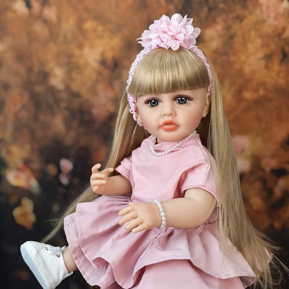 Ny ankomst Princess Reborn Baby Girl Dolls 55 cm Full Silikon Vinyl Kan bade DIY Medfølgende lekekamerater Tidlig utdanning Dukkeleker