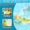 No Hole Bath Toys for Babies 6-12+ Months, Wind-up Swimming Ducks & Boat Bath Toys for Kids Ages 1-3, Baby Pool Toys Fishing Net Water Toys Watering