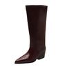 Winter Thick Heel Pointed Toe Woman Knee-High Boots Ladies Elegant Slip On Long Booties Botas De Inverno Feminina